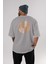 Good Vibes Yazılı 3 Arka Baskılı Gri Oversize T-Shirt Unisex Erkek Kadın Bisiklet Yaka 4