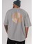 Good Vibes Yazılı 3 Arka Baskılı Gri Oversize T-Shirt Unisex Erkek Kadın Bisiklet Yaka 5