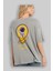 Astronout Yazılı Arka Baskılı Gri Oversize T-Shirt Unisex Erkek Kadın Bisiklet Yaka 3