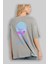 Alien Arka Baskılı Gri Oversize T-Shirt Unisex Erkek Kadın Bisiklet Yaka 3