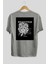 Hipster Japanese Style Arka Baskılı Gri Oversize T-Shirt Unisex Erkek Kadın Bisiklet Yaka 2