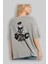 Teddy Bear Lift Weights Arka Baskılı Gri Oversize T-Shirt Unisex Erkek Kadın Bisiklet Yaka 3