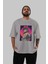 Reg 7 Anime Ön Baskılı Gri Oversize T-Shirt %100 Pamuk Erkek Kadın 5