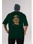 Tupac Gandhi Arka Baskılı Zümrüt Yeşili Oversize T-Shirt Erkek Kadın Bisiklet Yaka 1