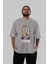Joker (8) Ön Baskılı Gri Oversize T-Shirt Bisiklet Yaka Pamuk Erkek Kadın 5