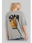 Stay Together Bear Arka Baskılı Gri Oversize T-Shirt Unisex Erkek Kadın Bisiklet Yaka 3