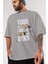 Your Limit Is Yazılı Ön Baskılı Gri Oversize T-Shirt Unisex Erkek Kadın Bisiklet Yaka 3
