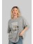 Your Limit Is Yazılı Ön Baskılı Gri Oversize T-Shirt Unisex Erkek Kadın Bisiklet Yaka 4