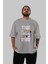 Your Limit Is Yazılı Ön Baskılı Gri Oversize T-Shirt Unisex Erkek Kadın Bisiklet Yaka 5