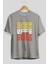 Keep Life Simple Yazılı Ön Baskılı Gri Oversize T-Shirt Unisex Erkek Kadın Bisiklet Yaka 2