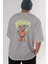 Hidra Bear Arka Baskılı Gri Oversize T-Shirt Unisex Erkek Kadın Bisiklet Yaka 5