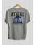 Athens Arka Baskılı Gri Oversize T-Shirt Unisex Erkek Kadın Bisiklet Yaka 2