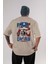 Captain America Arka Baskılı Bej Oversize T-Shirt Bisiklet Yaka Pamuk Erkek Kadın 1