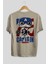 Captain America Arka Baskılı Bej Oversize T-Shirt Bisiklet Yaka Pamuk Erkek Kadın 2