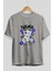 Teddy Bear Intense Ön Baskılı Gri Oversize T-Shirt Unisex Erkek Kadın Bisiklet Yaka 2