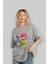 Lets Rock Ön Baskılı Gri Oversize T-Shirt Unisex Erkek Kadın Bisiklet Yaka 4