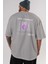 Live Is Great Yazılı Arka Baskılı Gri Oversize T-Shirt Unisex Erkek Kadın Bisiklet Yaka 5