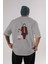Joker (11) Arka Baskılı Gri Oversize T-Shirt Bisiklet Yaka Pamuk Erkek Kadın 1