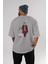 Joker (11) Arka Baskılı Gri Oversize T-Shirt Bisiklet Yaka Pamuk Erkek Kadın 4