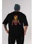 Iron Man Arka Baskılı Siyah Oversize T-Shirt Bisiklet Yaka Pamuk Erkek Kadın 1