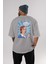 Everyday Is Women Day Arka Baskılı Gri Oversize T-Shirt Unisex Erkek Kadın Bisiklet Yaka 4