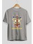 Destination Yazılı Ön Baskılı Gri Oversize T-Shirt Unisex Erkek Kadın Bisiklet Yaka 2