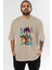 Dragonball Vegetahakaishin Anime Ön Baskılı Bej Oversize T-Shirt Erkek Kadın 1