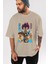 Dragonball Vegetahakaishin Anime Ön Baskılı Bej Oversize T-Shirt Erkek Kadın 5