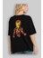 Iron Man Arka Baskılı Siyah Oversize T-Shirt Bisiklet Yaka Pamuk Erkek Kadın 4