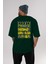 Summer Paradise Arka Baskılı Zümrüt Yeşili Oversize T-Shirt Erkek Kadın Bisiklet Yaka 5