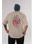 Spiderman (14) Arka Baskılı Bej Oversize T-Shirt Bisiklet Yaka Pamuk Erkek Kadın 1