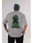 Hulk (1) Arka Baskılı Gri Oversize T-Shirt Bisiklet Yaka Pamuk Erkek Kadın 1