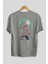 Zombie Killer Arka Baskılı Gri Oversize T-Shirt Unisex Erkek Kadın Bisiklet Yaka 2