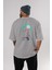 Zombie Killer Arka Baskılı Gri Oversize T-Shirt Unisex Erkek Kadın Bisiklet Yaka 4