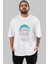Joker 1 Ön Baskılı Beyaz Oversize T-Shirt Bisiklet Yaka Erkek Kadın 1