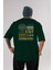 Hong Kong Arka Baskılı Zümrüt Yeşili Oversize T-Shirt Unisex Erkek Kadın Bisiklet Yaka 1