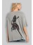 Kylo Arka Baskılı Gri Oversize T-Shirt Unisex Erkek Kadın Bisiklet Yaka 3