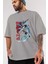 Monkey D. Luffy Gear5 2 Anime Ön Baskılı Gri Oversize T-Shirt %100 Pamuk Erkek Kadın 3