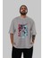 Monkey D. Luffy Gear5 2 Anime Ön Baskılı Gri Oversize T-Shirt %100 Pamuk Erkek Kadın 5