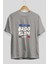 Brooklyn City Yazılı 2 Ön Baskılı Gri Oversize T-Shirt Unisex Erkek Kadın Bisiklet Yaka 2
