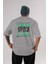 Tokyo Urban Style 2 Arka Baskılı Gri Oversize T-Shirt Unisex Erkek Kadın Bisiklet Yaka 1