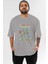 Under The Sea Ön Baskılı Gri Oversize T-Shirt Unisex Erkek Kadın Bisiklet Yaka 1