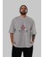 Spiderman (15) Ön Baskılı Gri Oversize T-Shirt Bisiklet Yaka Pamuk Erkek Kadın 5