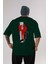 Brooklyn Style Arka Baskılı Zümrüt Yeşili Oversize T-Shirt Unisex Erkek Kadın Bisiklet Yaka 1