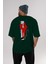Brooklyn Style Arka Baskılı Zümrüt Yeşili Oversize T-Shirt Unisex Erkek Kadın Bisiklet Yaka 5
