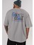 Gold Coast Arka Baskılı Gri Oversize T-Shirt Unisex Erkek Kadın Bisiklet Yaka 5