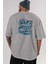 Never Doubt Yourself Arka Baskılı Gri Oversize T-Shirt Unisex Erkek Kadın Bisiklet Yaka 5