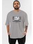 Nobody Is In Control Ön Baskılı Gri Oversize T-Shirt Unisex Erkek Kadın Bisiklet Yaka 1