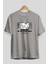 Nobody Is In Control Ön Baskılı Gri Oversize T-Shirt Unisex Erkek Kadın Bisiklet Yaka 2
