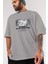 Nobody Is In Control Ön Baskılı Gri Oversize T-Shirt Unisex Erkek Kadın Bisiklet Yaka 3